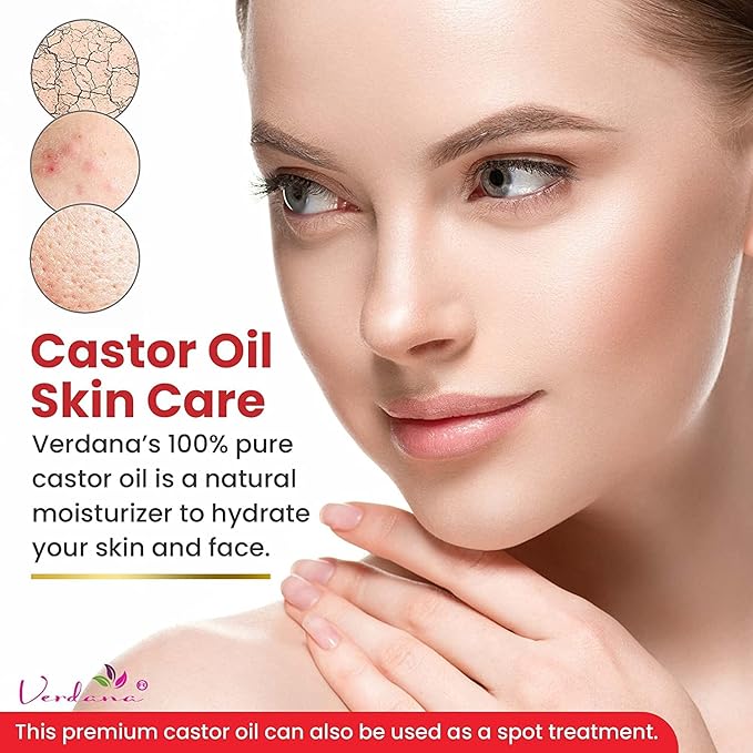 Verdana Organic Castor Oil – 1 Gallon Bulk Size – Cold Pressed, Unrefined, Hexane-Free – USDA Organic – Natural Moisturizer for Hair Growth, Eyelashes, Skin, Scalp & Castor Oil Packs