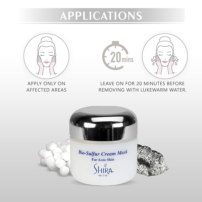 Solar Energy Bio Sulphur Face Mask 2oz with Sulphur & Organic Aloevera, Treatment for Acne-Prone, Dark Spot and Oily Skin Care