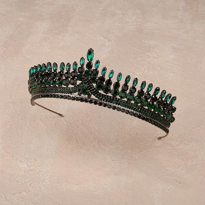 LIMELIA Women's Tiara for Henna Wedding Party|Glitter Hair Accessories for Bridal Birthday Pageant Prom Halloween Cos-play Christmas Party|Antares-Green