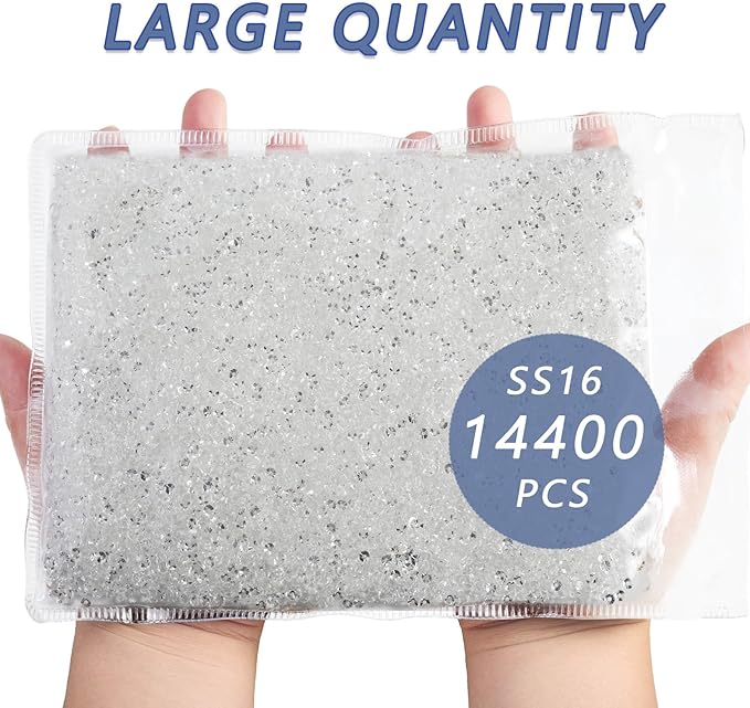 Beadsland Flatback Rhinestones Bulk,14400pcs Crystal Rhinestones for Nails Crafts Clothes DIY Decoration, Transparent, SS16, 3.8-4.0mm