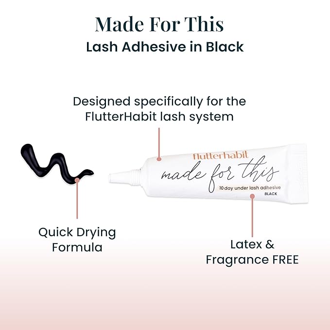 FlutterHabit Bestie Ready Set Starter Kit, DIY Eyelash Extensions, Lash Clusters for Women, Professional Quality At Home Eyelash Extension Kit, Natural False Lashes, 3 Lash Sets, Lash Glue Included