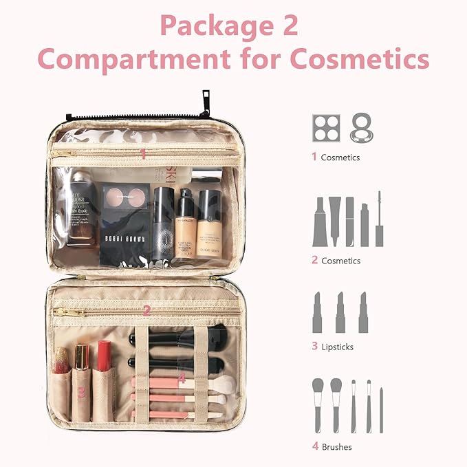 2 Psc Bag Of Free Disassembly Combination Large Travel Toiletry Bag With Makeup Bag,Dry & Wet Separation,Travel Organizer with Hanging Hook For Full-Sized Containers,Shampoo,Accessories,Toiletries