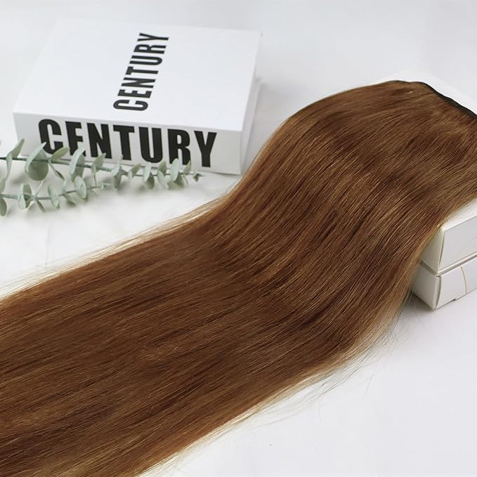 Full Shine 24 Inch Human Hair Clip in Extensions Auburn Brown Real Hair Extensions for Long Hair Straight Thick Remy Clip in Hair Extensions for Volume 7 Pcs 150 G