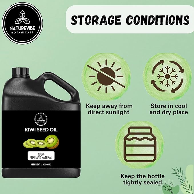 Naturevibe Botanicals Kiwi Oil 32 Ounces | 100% Pure and Natural | Great for Skin Care and Hair Care