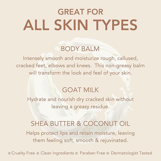 Dionis Goat Milk Skincare Moisturizing Body Balm Sole Soother- Treats, Repairs & Soothes Rough Dry Cracked Skin - Deodorize, Cool, Moisturize Heels, Knees and Elbows, Cruelty-Free Cream, 1 oz