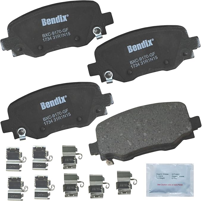 Bendix Priority1 CFC1734 Ceramic Rear Brake Pads for Chrysler 200 2017-2015, Jeep Cherokee 2021-2014