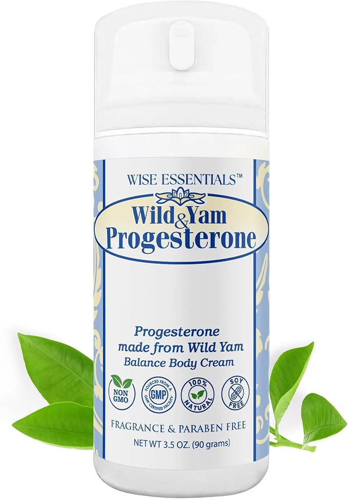 Wild Yam & Progesterone Cream – Gentle Support Cream for Natural Transitions of Menstrual Cycle & Menopause – Paraben-Free, Fragrance-Free - 3.5 oz Pump Wise Essentials