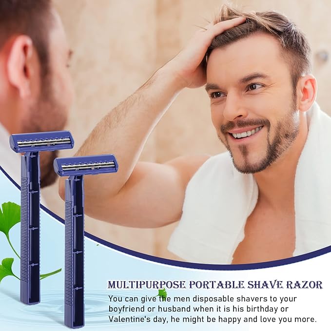Chumia Twin Blade Razors for Men Stainless Steel Disposable Razors Men Bulk Plastic Shavers Multipurpose Portable Manual Disposable Shavers for Bathing Hotel Travel(1000 Pieces)