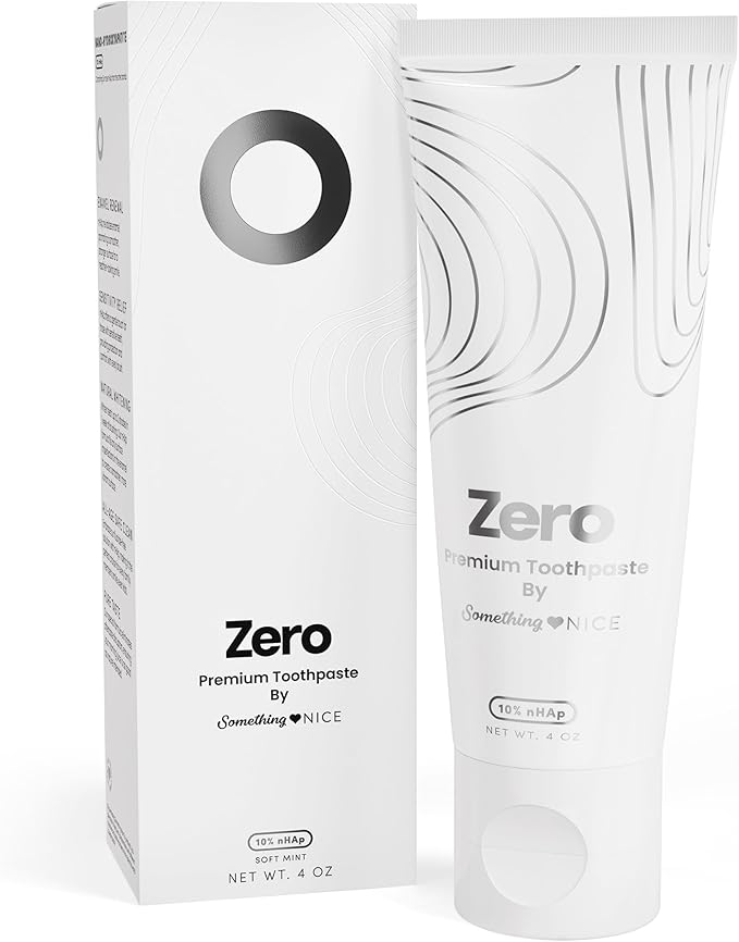 Zero Premium Toothpaste by Something Nice – Dentist Recommended Mint-Flavored Toothpaste with 10% Nano Hydroxyapatite, Fluoride-Free, SLS-Free, Enamel Repair for Adults & Kids Oral Care, Made in USA