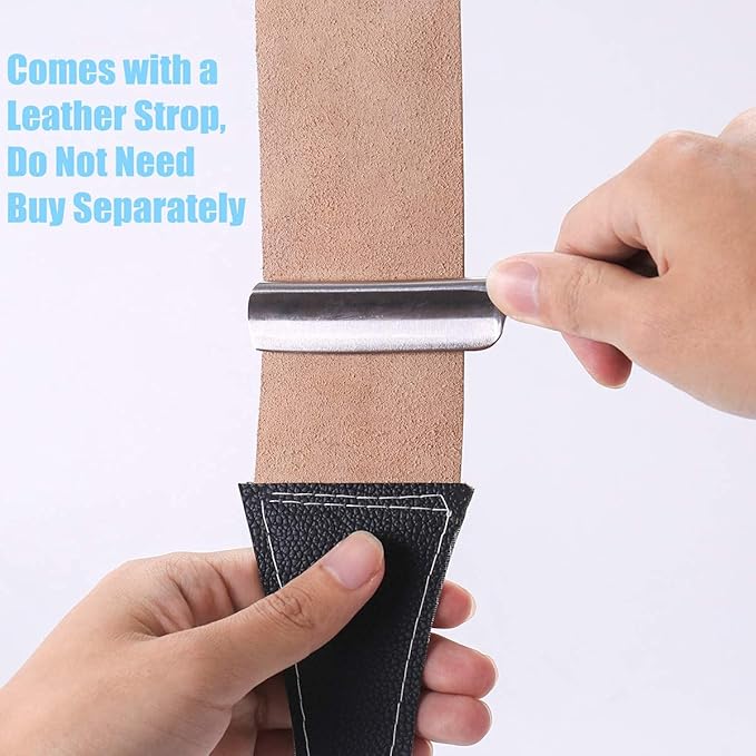 Zertone Straight Razors for Men Kit with Strop - Straight Edge Razor Natural Wood Scale – Sharp, High Hardness Carbon Steel Cutthroat Straight Razor Shaving Kit, Vintage Wood Handle, Barber Razor