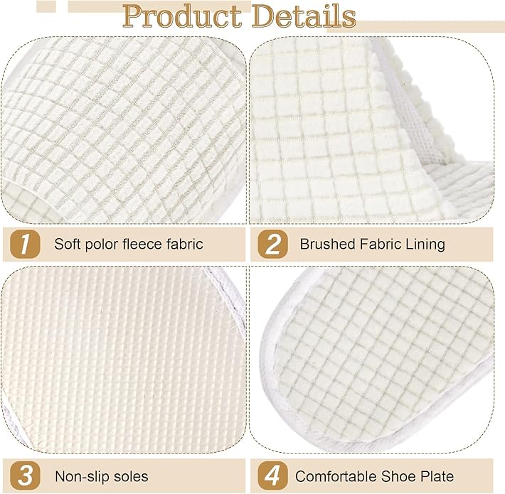 12 Pairs Disposable Slippers for Guests Open Toe Spa Slippers Bulk Disposable Sandals Soft Fleece for Man Women Spa Hotel Wedding Shoeless Home