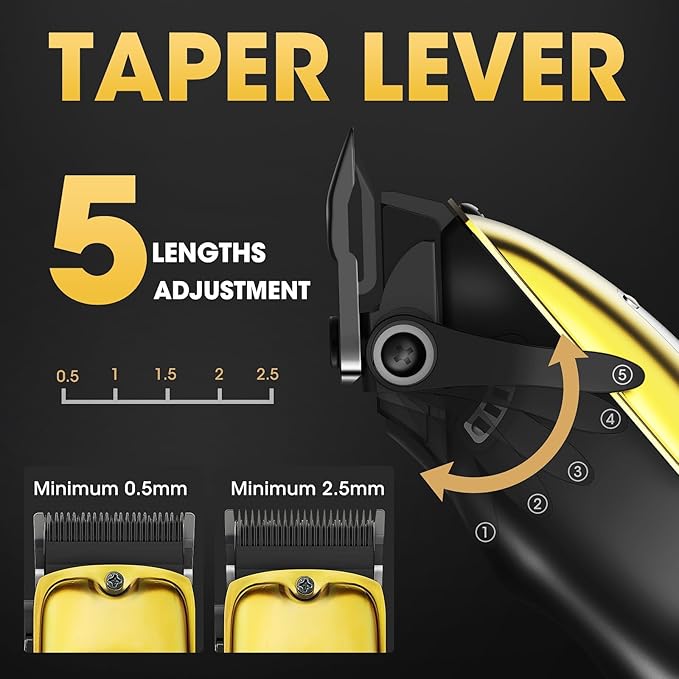 4-in-1 Hair Clippers for Men, Professional Cordless Barber Hair Cutting Kit, T-Blade Trimmer, Electric Foil Shaver, Nose Hair Trimmer, LCD Display, Grooming Gift Set (Gold)