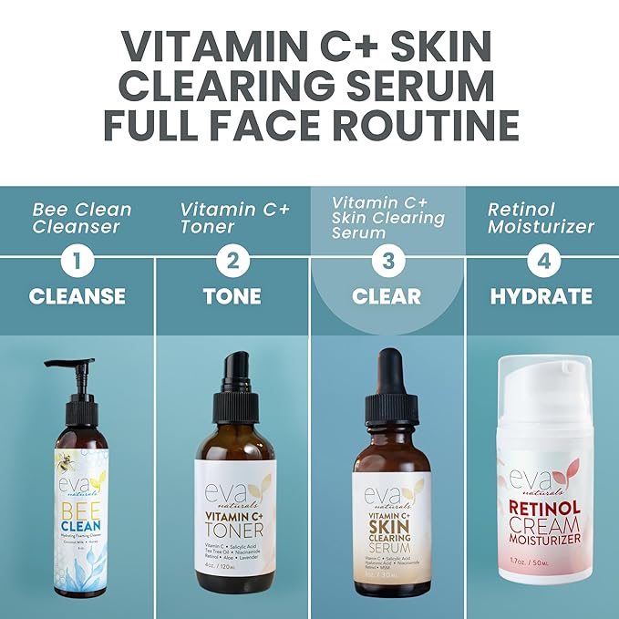 Vitamin C Serum for Face - Skin Clearing Serum with Salicylic Acid Retinol, Niacinamide and Hyaluronic Acid - Skin Brightening Acne Serum - Anti Aging Dark Spot Treatment(1 oz)