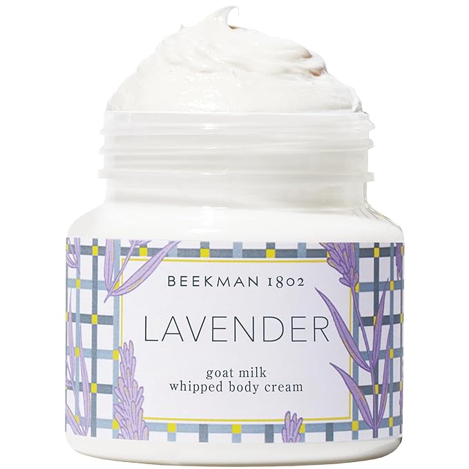 Beekman 1802 Whipped Body Cream, Lavender - Scented - 8 oz - Intensely Hydrating & Softens Skin - With Goat Milk - Good for Sensitive Skin - Cruelty Free