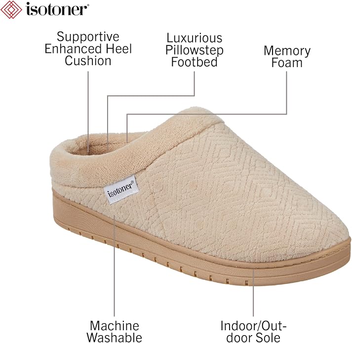 isotoner Women's Diamond Microterry Gemma Clog Slipper