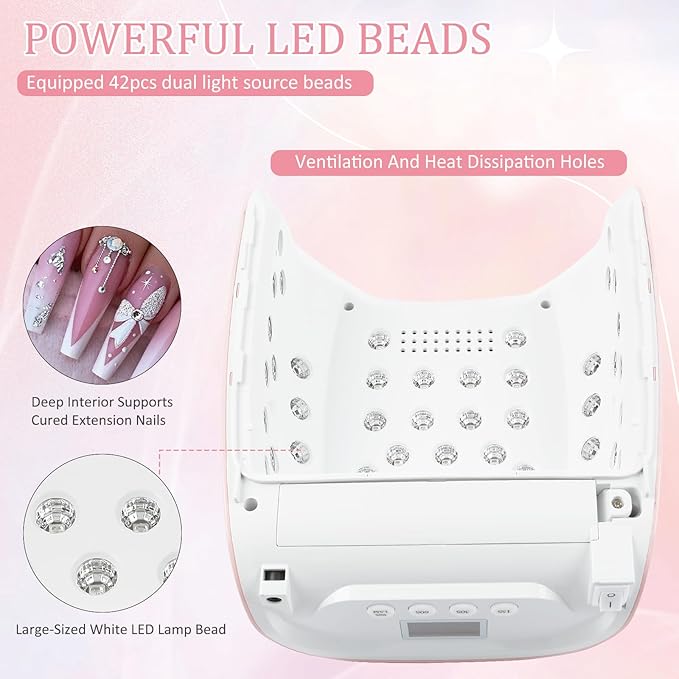 126W Cordless Rechargeable UV LED Nail Lamp,Professional UV Light for Gel Nails Gel Curing Lamp with 4 Timer Setting Auto Sensor, LED Nail Dryer for Fingernail and Toenail Home Salon