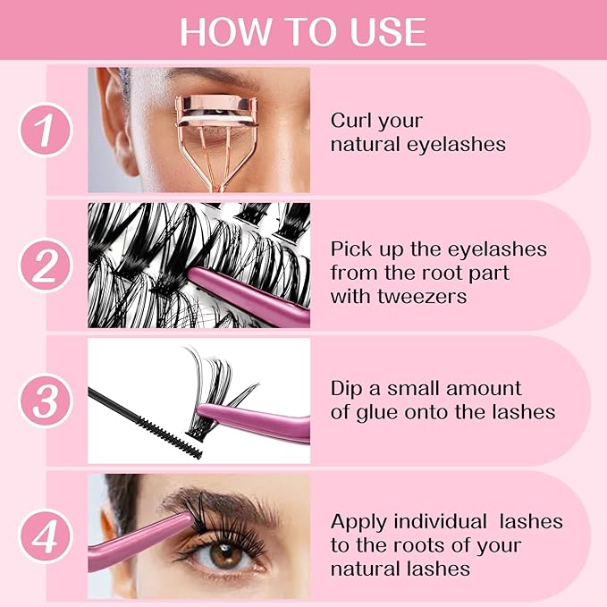 280 Pcs Individual Lashes 40D Mixed Lash Clusters 14 Rows Cluster Lashes that Look Like Eyelash Extensions DIY Lash Extension Self Application At Home (40D-D-14-20mix)