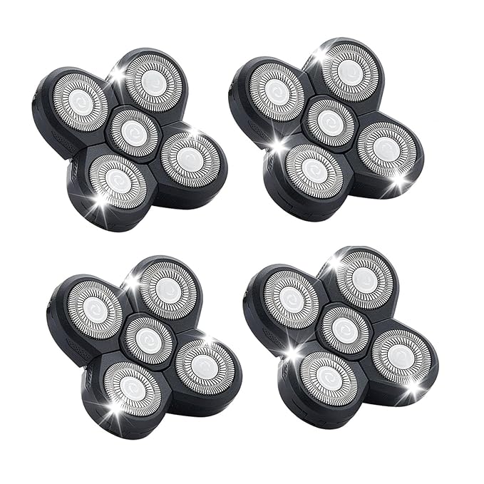 4PCS Shaver Replacement Blades,5 Head Shaver Heads for Bald Men,Head and Face Electric Razor Shaver Head