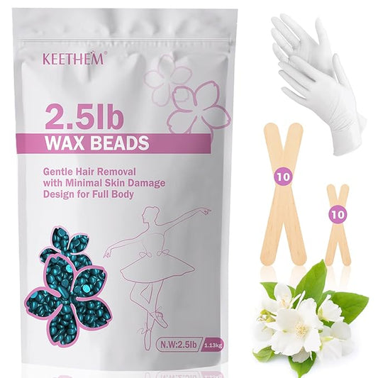 Wax Beads, Hard Wax Beads Hair Removal - 2.5 lbs Wax Beads for Sensitive Skin - Hard Wax Recommended for Full Body Bikini Brazilian Waxing (Jasmine)