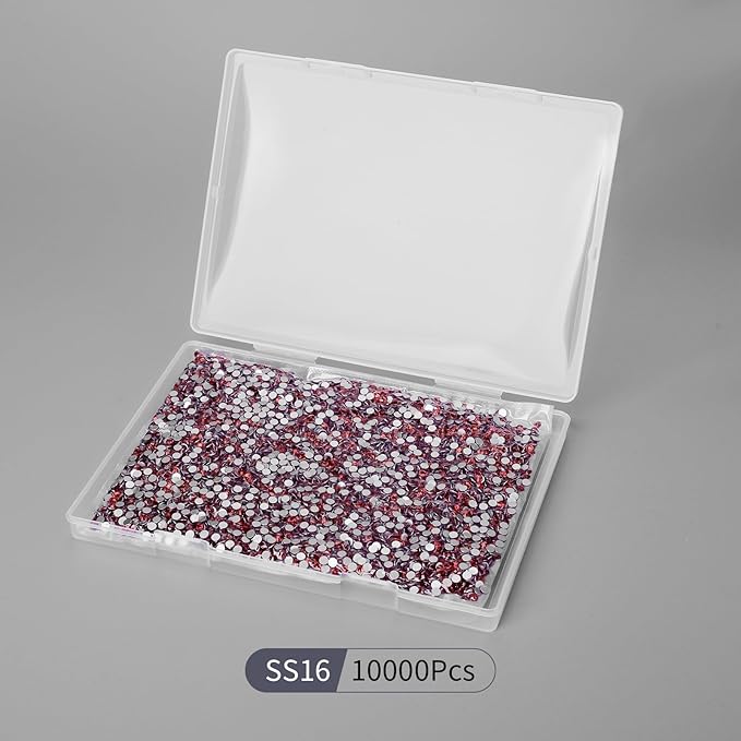 10000PCS Dark Red Rhinestones Bulk, Flat Back Crystal Glass Stone Round Gems,SS16, 3.8-4.0mm