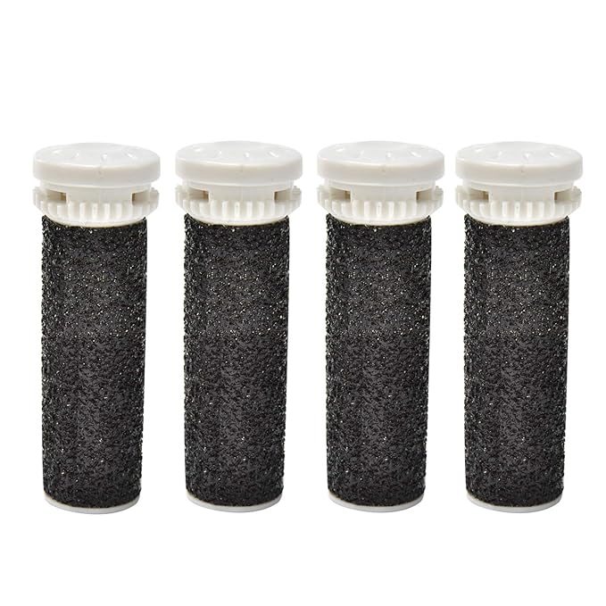 4 Pack Black Replacement Roller Refills Compatible with Scholl Express Pedi Foot Smoother-Extra Coarse