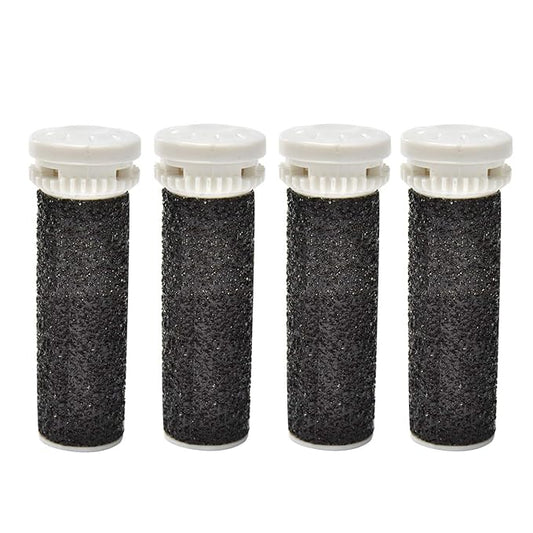 4 Pack Black Replacement Roller Refills Compatible with Scholl Express Pedi Foot Smoother-Extra Coarse