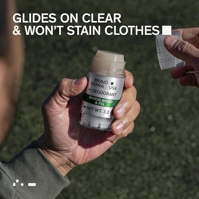 Aluminum-Free Deodorant for Men by Bravo Sierra, 1-Pack - Contains Natural Ingredients – Long Lasting All-Day Odor and Sweat Protection -Sandalwood and Fig, 3.2 oz - Paraben-Free, Vegan & Cruelty-Free