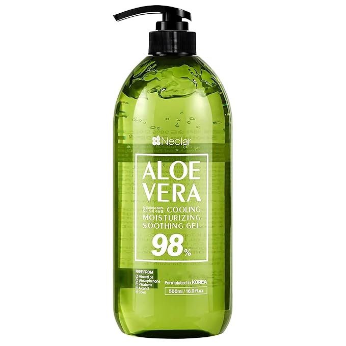 Aloe Vera Gel - for Sunburn Relief - Big 16.9 oz / 500ml - 98% Pure Aloe Vera - For Face, Skin and Hair - After Sun Care lotion - Sun Burn Moisturizer Cream (16.9 Fl oz)