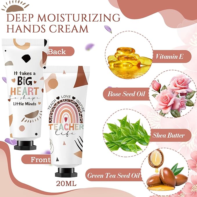 24 Sets Teacher Appreciation Gifts Include Hand Cream Lip Balm Bulk Organza Bags Thank You Tags Graduation Thank You Teacher Gifts for Women Girls Party Favors Holiday