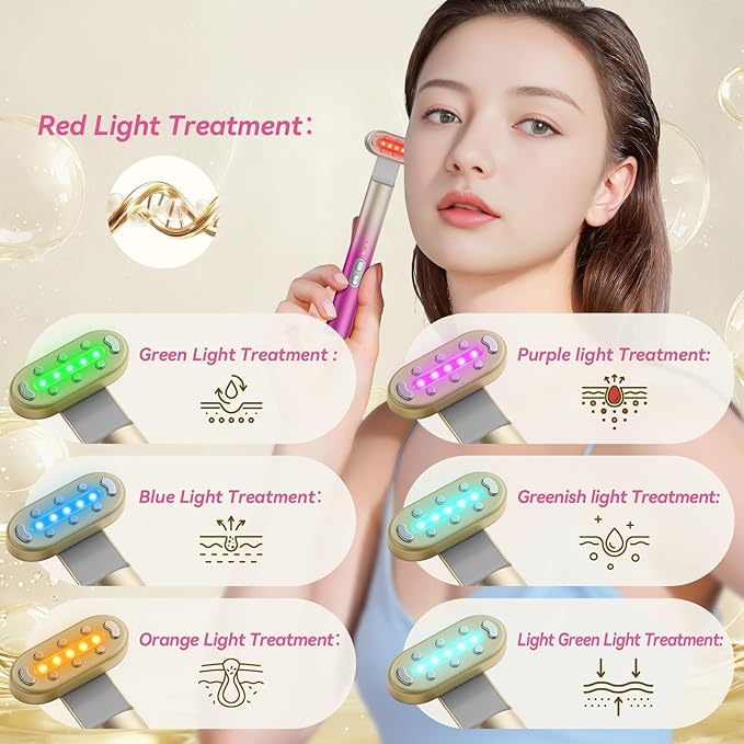 7 in 1 Red-Light-Therapy,Red Light Therapy for Face Eye Skincare Equipment at Home,Red for Skincare & Blue Rejuvenation Tool (Gradient Purple Pink)
