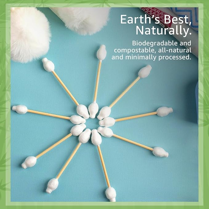 100% Bamboo Swabs for Ears (1000-Pack) - Safety Cotton Swabs for Baby & Personal Care | Safe, Organic Bamboo Baby Ear Cleaner | FSC Certified & Hypoallergenic, Made for All Ages & Pets