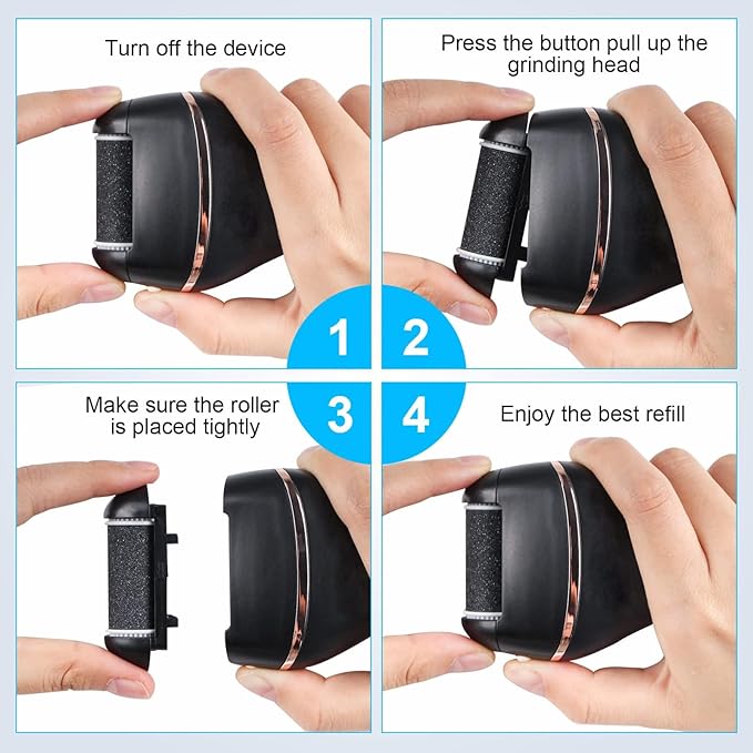 6 Pack Replacement Roller Refill Heads for Electric Callus Remover for Feet,Pedicure Kit Refill Rollers Extra 4 Regular Coarse & 2 Fine Coarse Electronic Foot File