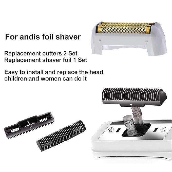3 Pack Shaver Replacement Foil and Cutters compatible with"andis #17150 shaver foil replacement" Golden