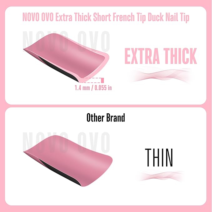 Black French Tip Short Duck Nail Tips Press on, BERRY PINK Pre-designed Soft Gel Nail Extension, Extra thick Full Cover Matte Vrial False Nails for DIY x 12 Sizes 240 pcs
