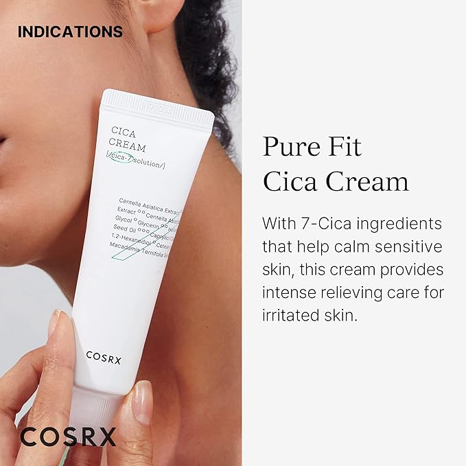 COSRX Pure Fit Cica Cream, 50ml / 1.69 fl.oz | Centella Asiatica Face Moisturizer Recommended for Acne-Prone Skin, Reduce Redness | Not Tested on Animals, Korean Skincare