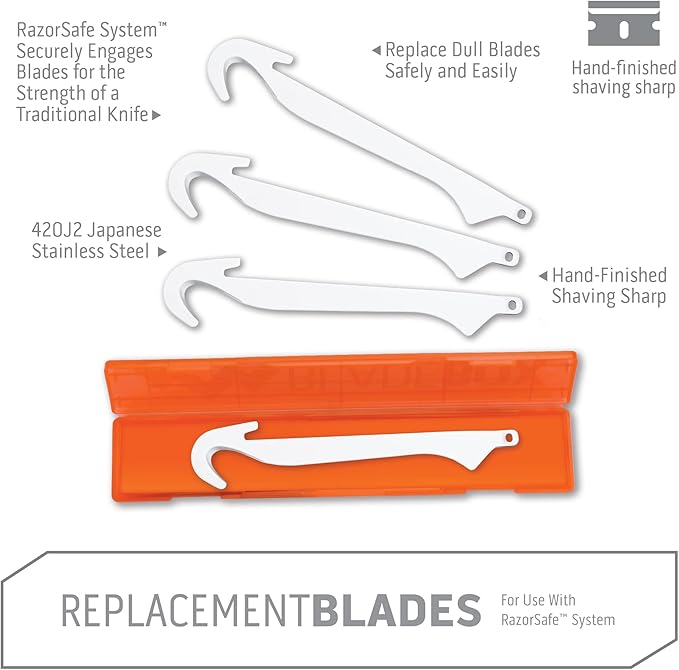 OUTDOOR EDGE 3.0" RazorSafe Replacement Gutting Knife Blades, 4 Pieces