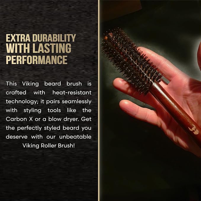 The Beard Struggle Viking Roller Brush - Heat-Resistant Round Hair Brush for Styling Hair or Beard - Reduce Frizz & Tangles - Beard Brush for Men