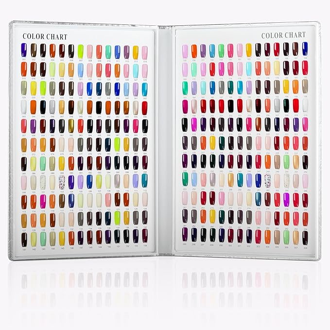 308 Colors Nail Display Swatches Book with 360 Tips for Nail Polish UV Gel Color Cards Nail Salon Tool Sample Display Nail Art for Nail Salons, DIY Nail Art at Home (Sliver)