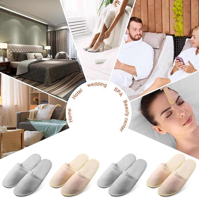Geyoga 12 Pair Disposable House Slippers for Guests Non Slip Disposable Slippers for Spa Travel Hotel Shoeless Home Bride Bathroom Bedroom