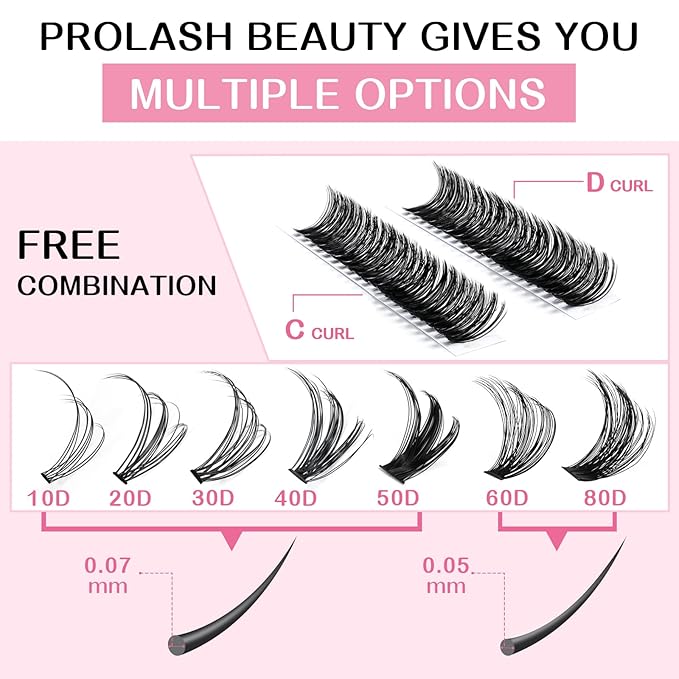 280 Pcs Individual Lashes 60D+80D Mixed 0.05 Lash Clusters 14 Rows that Look Like Eyelash Extensions DIY Lash Extension Self Application At Home (60+80-D-9-16mix)