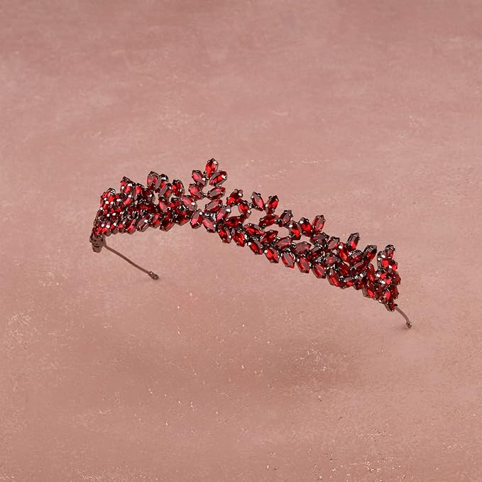 Women's Tiara, Crown for Henna Wedding Party | Glitter Hair Accessories for Bridal Birthday Pageant Prom Halloween Costume Christmas Party, Princess Crowns | Dream Design - Burgundy