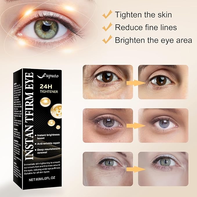 Temporary Instant Eye Tightener Cream – 60 ML Quickly Reduces Dark Circles, Eye Bags, Puffiness and Fine Lines for Anti-Aging and Firming, Provides Rapid Hydration and Locks in Moisture (2 fl. ozz)