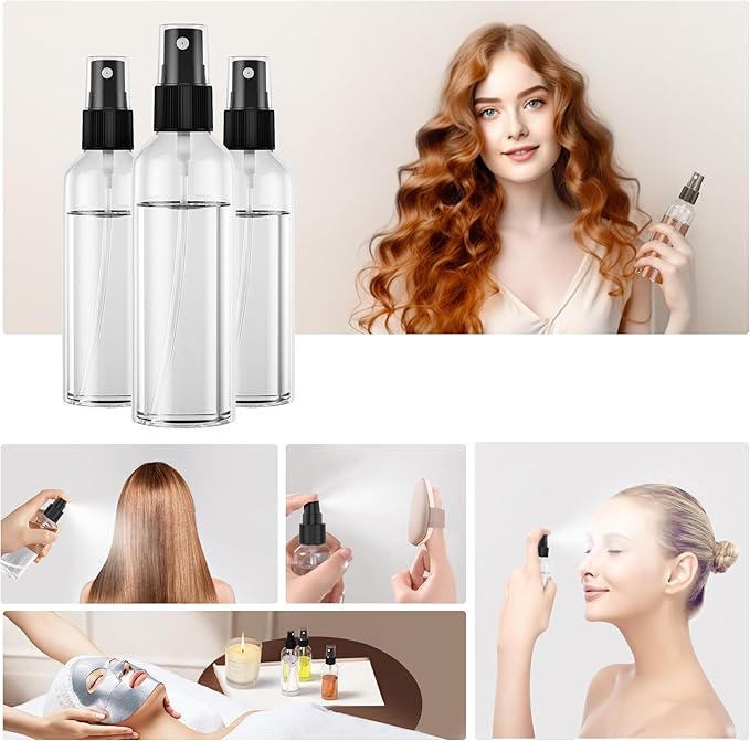 100Pack 2oz Spray Bottles Small, 60ml Travel Spray Bottle Black Fine Mist Sprayer, Empty Refillable Containers Portable Cosmetic Bulk Plastic Spray Bottles for Plants, Cleaning, Misting & Skin Care