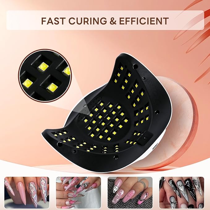 UV Nail Lamp 280W Professional LED Nail Dryer for Gel Nails with 66pcs Lamp Beads Includes 4 Timers and Automatic Sensor Ideal for Home Salon Use Fast Drying Technology for Perfect Nails