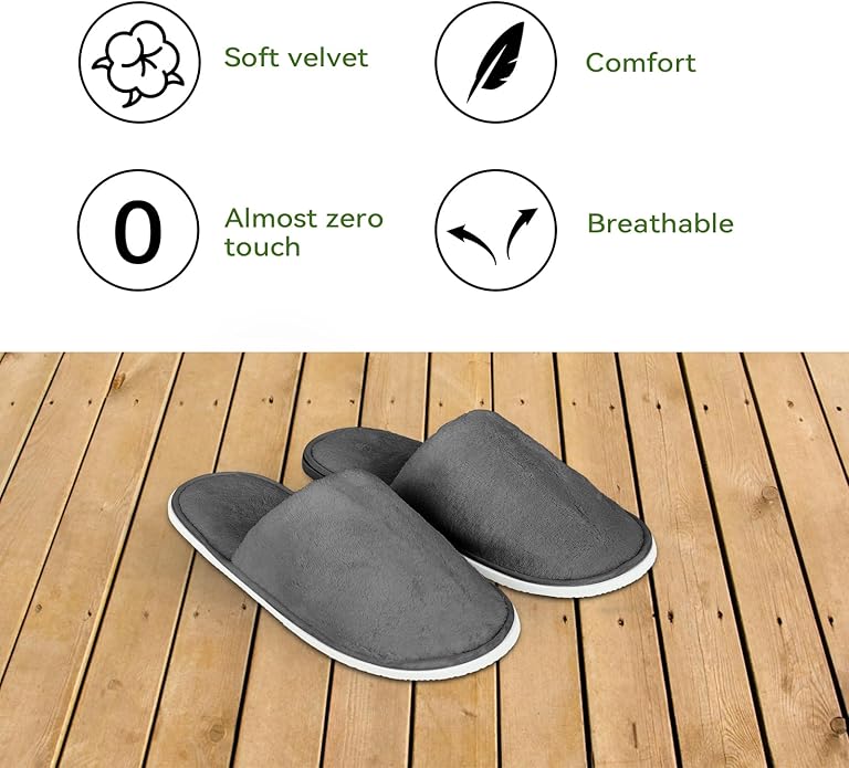 10Pcs Unisex Disposable Slippers for Guests, SPA, Hotel, Bath, Travel - Bulk Cotton Slippers for Shoeless Home, Guest House or Commercial Use