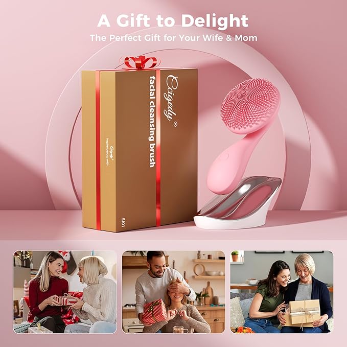 2 in 1 Facial Cleansing Brush,Rotating Magnetic Beads & Massage Cleaning Silicone Face Scrubber,Waterproof and Rechargeable Face Scrub Brush