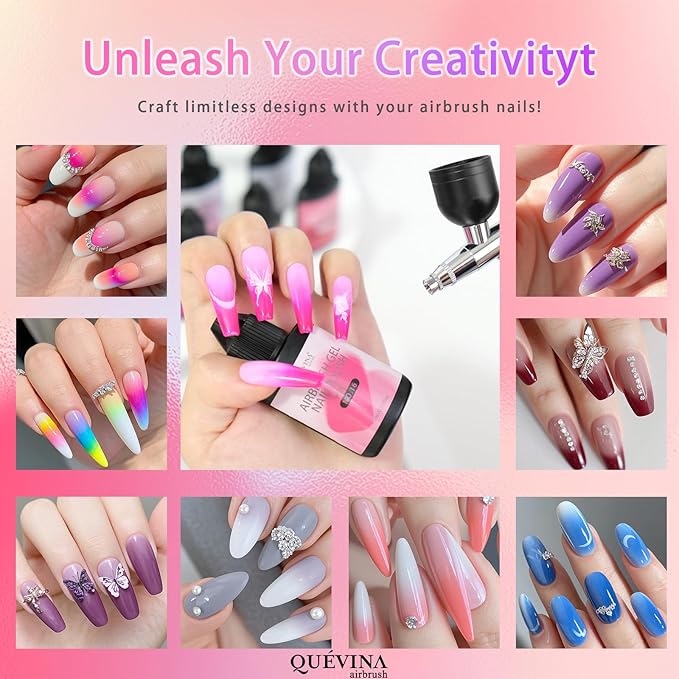 QUEVINA 28 Hot Colors Airbrush Gel Nail Polish Set – Safe, Odorless Formula for Stunning Nail Art – No Dilution Needed, Long-Lasting & Vibrant Shades 28X15ml