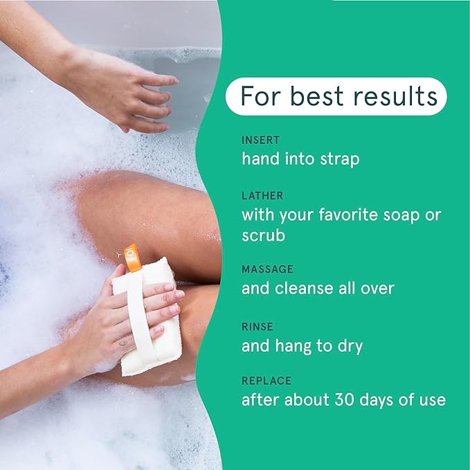 Cleanlogic Organic Cotton Exfoliating Body Scrubber, Reusable Exfoliator Tool for Smooth Skin, Daily Skincare Routine, Natural, 3 Ct Value Pack