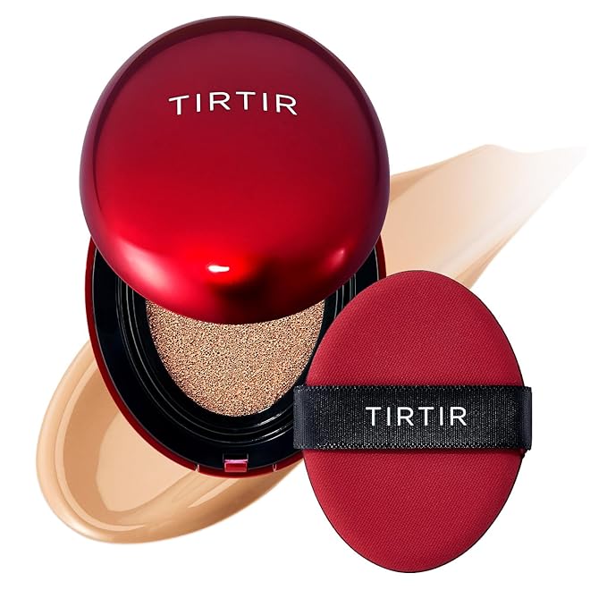 TIRTIR Mask Fit Red Cushion Foundation | Full coverage, Weightless, Skin fit, Satin Glow Finish, Korean Makeup Cushion Foundation (#27C Cool Beige, 0.63 Fl Oz)
