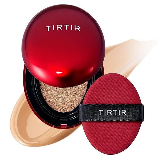 TIRTIR Mask Fit Red Cushion Foundation | Full coverage, Weightless, Skin fit, Satin Glow Finish, Korean Makeup Cushion Foundation (#27C Cool Beige, 0.63 Fl Oz)